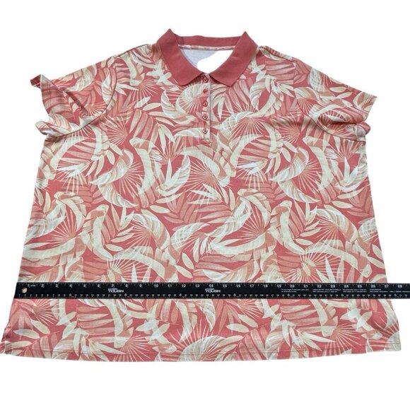 Lands’ End Coral Tropical Botanical Polo Top Womens Sz 3X Casual‎ Summer - Picture 4 of 8
